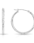 14K Gold Fancy Diamond-Cut Hoop Earrings, Available in Yellow or White Gold