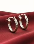 10K White Gold Tornado Diamond-Cut Hoop Earrings