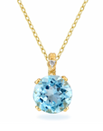 14k Yellow Gold Sky Blue Topaz Gemstone and Diamond Pendant