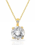 14k Yellow Gold Quartz Gemstone And Diamond Pendant Necklace