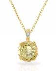 14k Gold Yellow Topaz Gemstone And Diamond Pendant Necklace