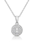 CZ Initial Round Charm Necklace (Letters A-Z) 16" 18" in Sterling Silver
