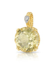 14k Gold Yellow Topaz Gemstone and Diamond Pendant