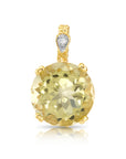 14k Gold Yellow Topaz Gemstone And Diamond Pendant Necklace