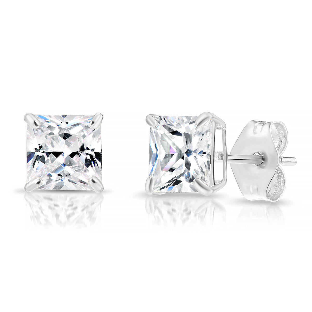 10K Solid Gold 1/10 CT. T.W. Multi-Diamond Square Studs | Banter
