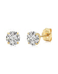 14k Yellow Gold Classic Solitaire Stud Earrings with Pushbacks