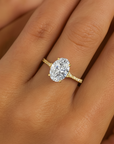 14K Yellow Gold Oval-Shaped Solitaire 1.5 Carat Engagement Ring With Side Stones