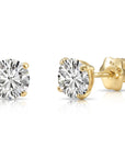 14K Yellow Gold Classic Solitaire Simulated Diamond Studs, Screwback