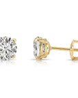 14K Yellow Gold Classic Solitaire Simulated Diamond Studs, Screwback