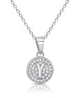 CZ Initial Round Charm Necklace (Letters A-Z) 16" 18" in Sterling Silver