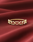 14K Yellow Gold Dainty Heart Link Ring