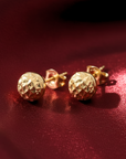 14k Yellow Gold Diamond Cut Sparkle Ball Stud Earrings