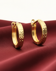14K Gold Round Diamond-Cut Huggie Hoop Earrings