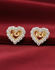 14K Gold Lab Diamond Heart Stud Earrings, 0.25ctw