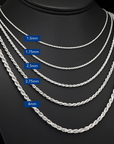 Italian Rope Chains with Strong Lobster Lock in Sterling Silver