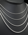 Sterling Silver Italian Box Chains With Diamond-Cut Engravings, With Strong Lobster Lock
