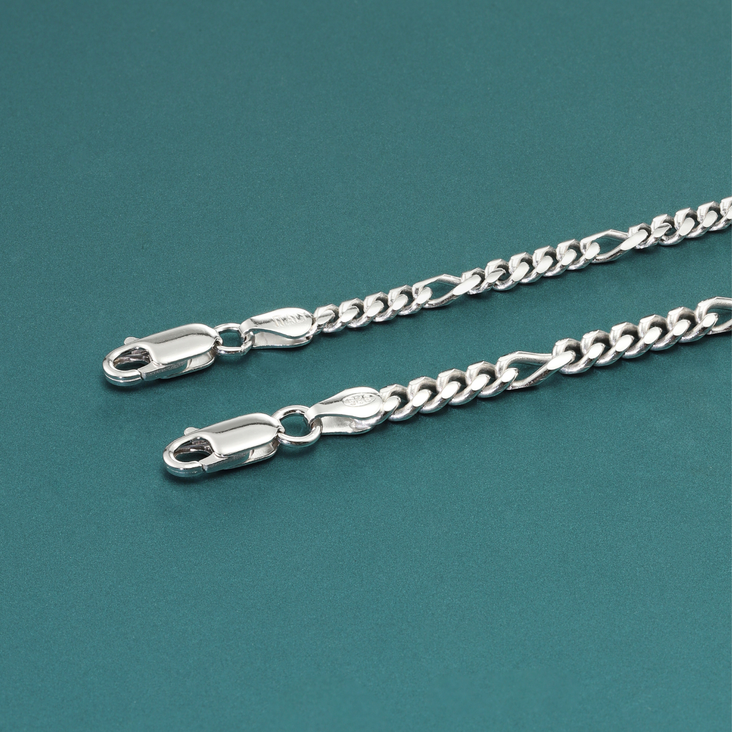Italian Figaro Chains with Strong Lobster Lock in Sterling Silver