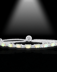 Sterling Silver Fire Opal Adjustable Bracelet With Cubic Zirconia Stones