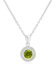 Sterling Silver Birthstone Halo Pendant Necklace
