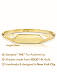 14K Yellow Gold Skinny Signet Bar Ring
