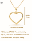 10K Yellow Gold Heart Pendant Necklace
