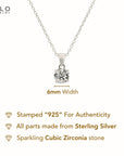 Sterling Silver Classic Solitaire Charm Necklace
