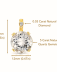 14k Yellow Gold Quartz Gemstone And Diamond Pendant Necklace