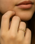 14K Yellow Gold Dainty Heart Link Ring
