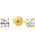 14K Gold Lab Diamond Stud Earrings, CVD Brilliant Princess-Cut Diamond Studs, Classy Square Diamond Studs