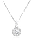 Sterling Silver Birthstone Halo Pendant Necklace