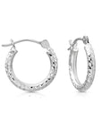 14K Gold Fancy Diamond-Cut Hoop Earrings, Available in Yellow or White Gold