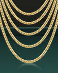 14k Solid Gold Miami Cuban Chain, Heavy Solid 14k Gold Chain Necklace, Sizes 2.6mm 4mm