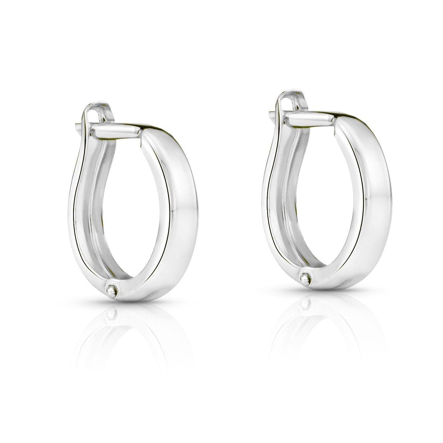 14K White Gold Plain Huggie Hoop Earrings