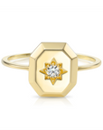14K Yellow Gold Lab Diamond Signet Ring, 0.07ctw