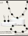 Unique Onyx Stone Set, 18 inch Necklace 7.5 inch Bracelet and Earrings in Sterling Silver