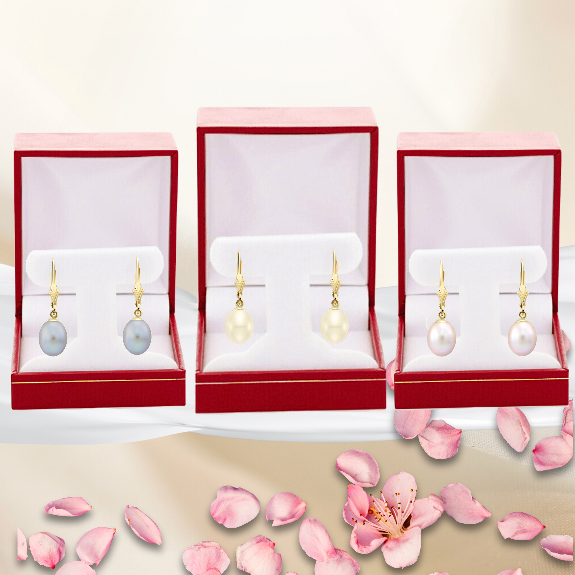 14K Gold Freshwater Pearl Drop Dangle Leverback Earrings