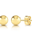 14K Yellow Gold Ball Stud Earrings with Pushbacks, With High Polish Finish