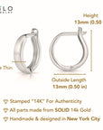 14K White Gold Plain Huggie Hoop Earrings