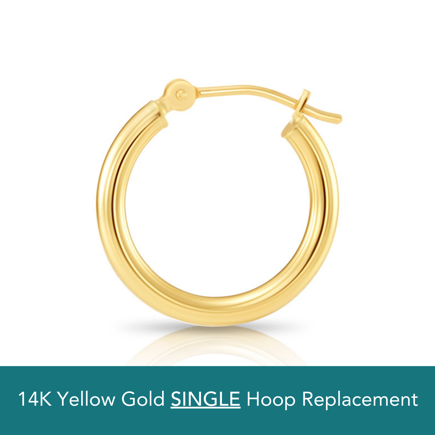 Single Replacement 14k Yellow Gold Classic Hoop Earring, 2mm