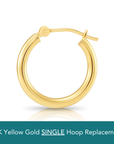 Single Replacement 14k Yellow Gold Classic Hoop Earring, 2mm