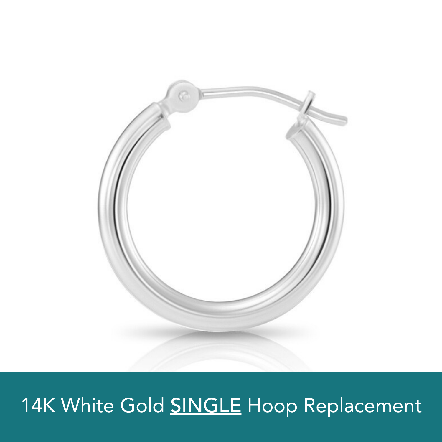 Single Replacement 14k White Gold Classic Hoop Earring, 2mm – Tilo