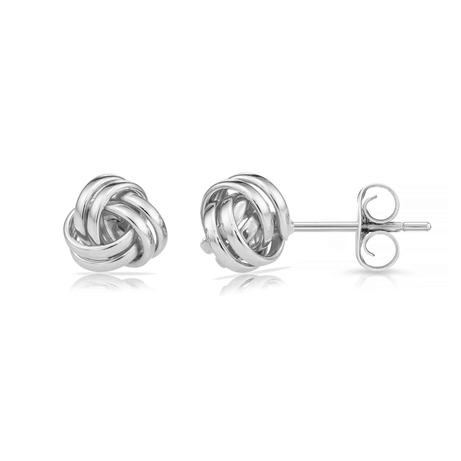 14k Gold Polished Love Knot Stud Earrings, 9mm, Pushback Studs