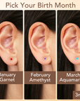 14k Yellow Gold Birthstone Solitaire Stud Earrings, 3mm, Available in 12 Colors
