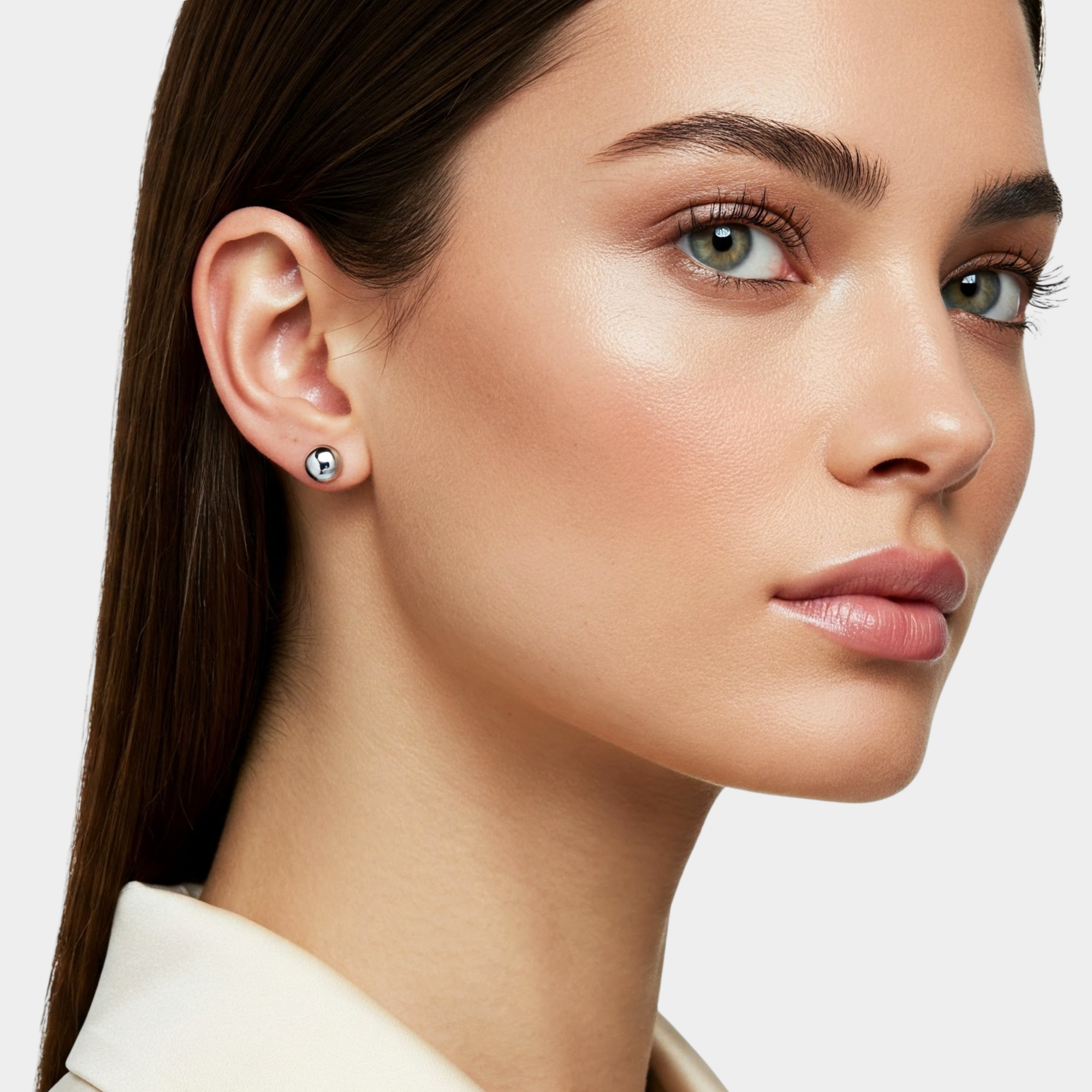 14k White Gold Classic Ball Stud Earrings with Screwbacks (Unisex)