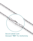 Solid Sterling Silver Rope Chain Bracelet