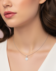 925 Sterling Silver Four Leaf Clover, Mother Of Pearl Design, With CZ Stones, Adjustable Necklace 18"-20"