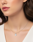 925 Sterling Silver Four Leaf Clover, Mother Of Pearl Design, With CZ Stones, Adjustable Necklace 18"-20"
