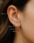 14K Yellow Gold Thin Plain Hoop Earrings, 1mm