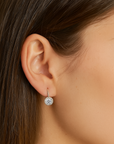 14K Gold Round Brilliant-Cut Halo Drop Earrings With Lever backs