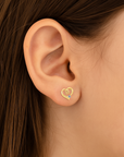 10k Yellow Gold 14th Birthday Heart Stud Earrings
